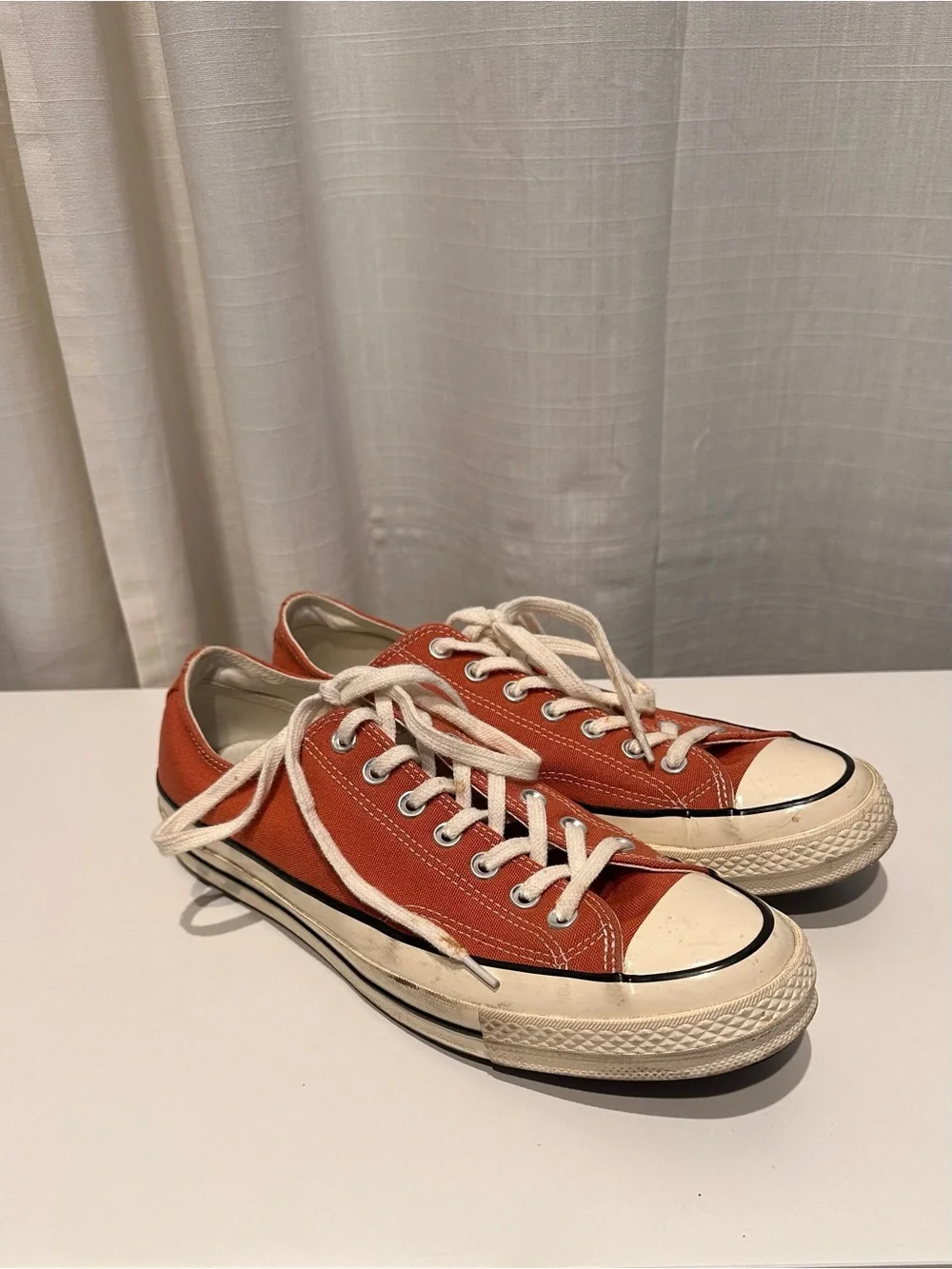 Converse Chuck Taylor 70s Low-Top Canvas Sneakers in Rust Orange and White